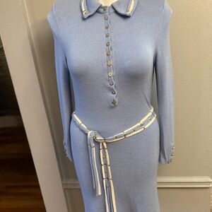 St. John Collection Light Blue Long Sleeve Dress